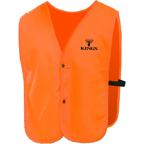 Kings Camo Kings Hunting Vest Blaze Small/medium, bright orange camouflage hunting vest with black logo and adjustable strap.