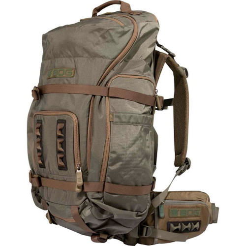 Bog Inception And Helix 3500 Package Brown XL, outdoor hiking backpack with multiple compartments in a brown and tan color scheme.