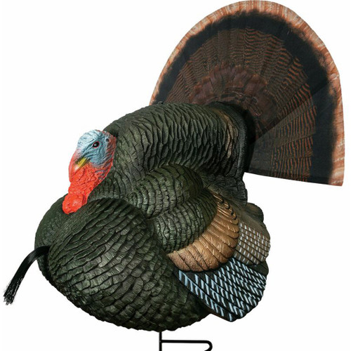 Primos Gobbstopper Turkey Decoy Strutter, realistic male turkey decoy with spread tail fan and detailed feather textures for hunting calls and turkey hunting.