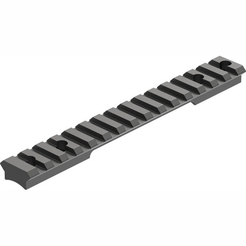 Leupold Backcountry Cross-slot One Piece Base Matte Savage 110 Round Receiver Sa (8-40), a black metal firearm accessory rail with slot cutouts for mounting scopes.