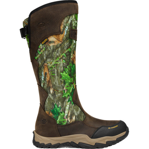 Lacrosse Venom II Wellington Snake Boot NWTF Mossy Oak Obsession -12, waterproof brown and mossy oak camouflage hunting boot with rugged sole for outdoor activities.