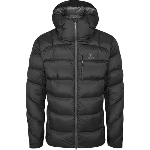 Kings Camo Kings Lightweight Puffy Jacket Black 3x-large, front view of a black, insulated puffer jacket with a hood, featuring a zip closure and chest pocket.