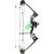 Muzzy V2 Bottle Kit Bowfishing Package Rh, a black and green bowfishing compound bow with a built-in reel and stabilizer, along with a white fluorescent arrow.