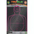 Truglo Trusee Splatter Silhouette Target Pink 12x18 6 Pack, a pink silhouette target with a human outline and a bullseye in the center, designed for shooting practice.