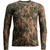 Blocker Outdoors Blocker Finisher Turkey LS Performance Tee, camouflage long sleeve performance shirt with tree bark and green leaf pattern.