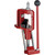 Hornady Lock-n-load Classic Reloading Press, red metallic reloading press with black primer tray and lever handle.