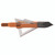 Muzzy Crossbow Broadheads 3 Blade 100 Gr. 6 Pk., orange and black crossbow broadhead with three blades and a pointed tip.