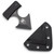 Cobratec Defender D2 Knife Fixed Blade Black, compact black fixed blade knife with a triangular handle and a black sheath.