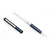 Cobratec Pen Knife Fixed Blade Thin Blue Line, black and silver pen with a concealed folding blade and a blue stripe design.