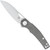 Cobratec Apex Button Lock M390 Knife Folding Blade Sheepsfoot, close-up of the folding knife with a silver blade and textured gray handle.