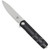 Cobratec Large Kuzio Drop Folder Knife Folding Blade Black, tactical folding knife with a large silver blade and black textured handle.