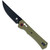 Cobratec Legacy Knife Folding Blade Od Green, tactical folding knife with black blade and olive green textured handle.