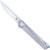 Cobratec Olympian Frame Lock Titanium M389 Knife Folding Blade Silver, a sleek and modern folding knife with a silver titanium handle and a sharp, pointed blade.