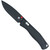 Cobratec Regent S35vn Knife Folding Blade Black, folding pocket knife with black blade and textured black handle.