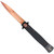 Cobratec Stiletto Button Lock G10 Knife Folding Blade Black/Rose Gold, a sleek folding knife with a rose gold blade and a black G10 handle.
