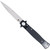 Cobratec Stiletto Button Lock G10 Knife Folding Blade Black/Satin, folding knife with a stainless steel blade and a black G10 handle featuring a button lock mechanism.