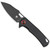 Cobratec Wolverine Liner Lock Drop Knife Folding Blade Black, close-up image of a black folding knife with a textured handle, drop point blade, and a secure liner lock mechanism.