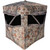 Muddy Outdoors Muddy Infinity 2 Man Ground Blind Epic Camo, camouflaged hunting ground blind with mesh windows and a camouflage pattern of branches and leaves.