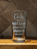 Personalized Etched Grandpa Design Pint Glass | New Grandpa Beer Glass | Customized Gift for Grandpa | Engraved Pregnancy Announcement Gift