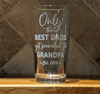Personalized Etched Grandpa Design Pint Glass | New Grandpa Beer Glass | Customized Gift for Grandpa | Engraved Pregnancy Announcement Gift