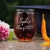A personalized stemless wine glass with name elegantly etched with an intricate street map of State College, PA. This custom-engraved glass is ideal for graduation gifts and memorabilia for Penn State University students and alumni.