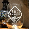 Etched Custom Design on 17oz Stemless Wine Glass - Personalized Engraved Tumbler with Your Logo, Design and Text.  Bulk Discounts Available