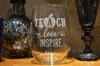 Teach Love Inspire Stemless Wine Glass, Teacher Appreciation Glass, Personalized Teacher Stemless Wine Glass, Etched Teacher Tumbler