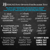 Image displaying nine different font options for personalized text on glassware from JJDesignzandGlass. Perfect for customizing etched glassware gifts.
