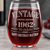 Personalized Vintage Aged to Perfection Stemless Wine Glass