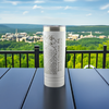 Customized 22 oz Polar Camel Stainless Steel Tumbler with detailed street map engraving of State College, PA, on a balcony overlooking the scenic Penn State University campus.