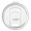Top view of the clear tumbler lid showing the sliding closure and drinking opening.