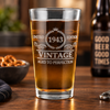 Personalized Vintage Birthday Pint Glass – Custom Birth Year