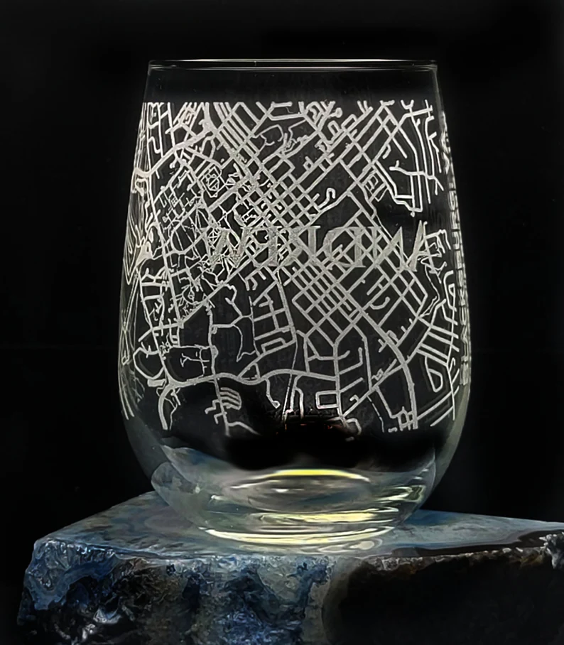 Custom Maps Stemless Wine Glass  Design Glasses for ANY Location