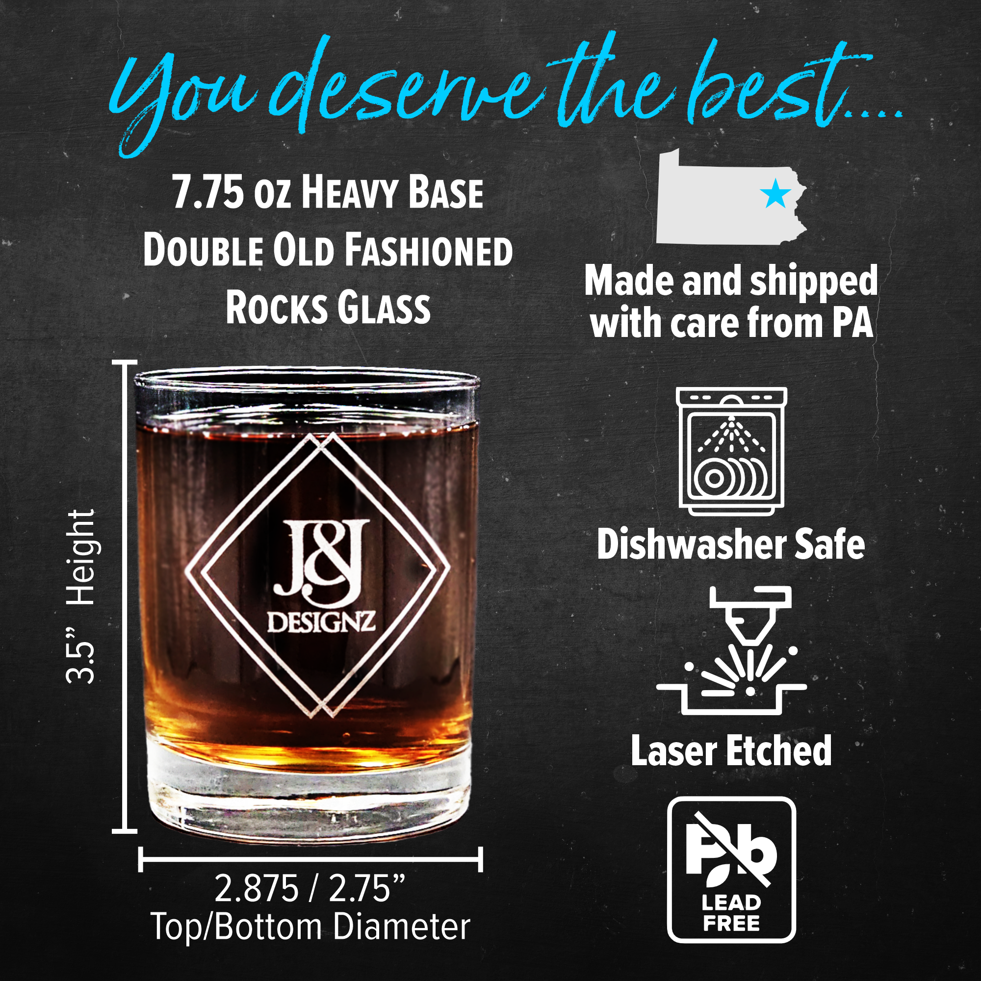 Custom Engraved 2.75 oz Espresso Coffee Shot Glass - Add Your Text