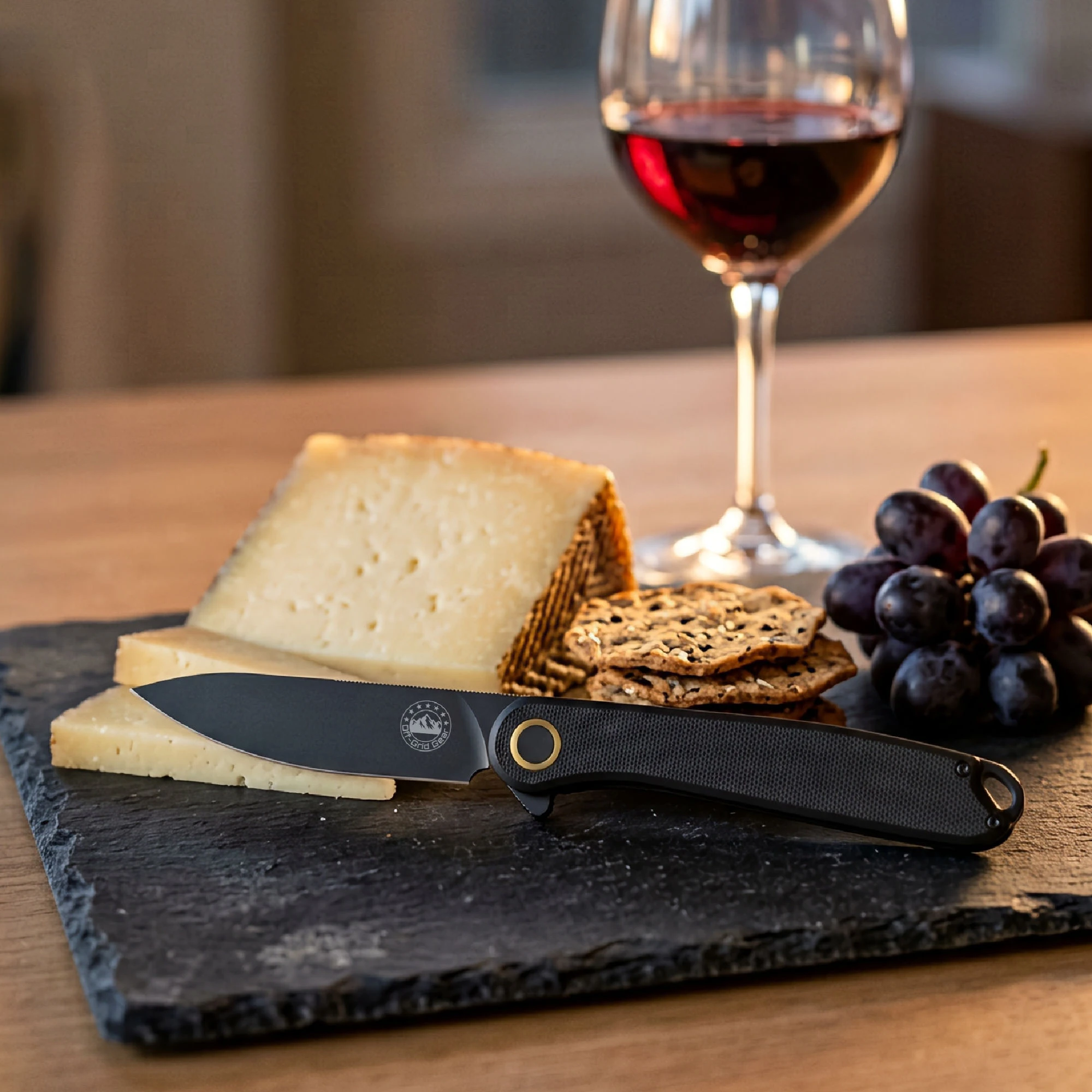BaseLine Nightfall black PVD drop point blade