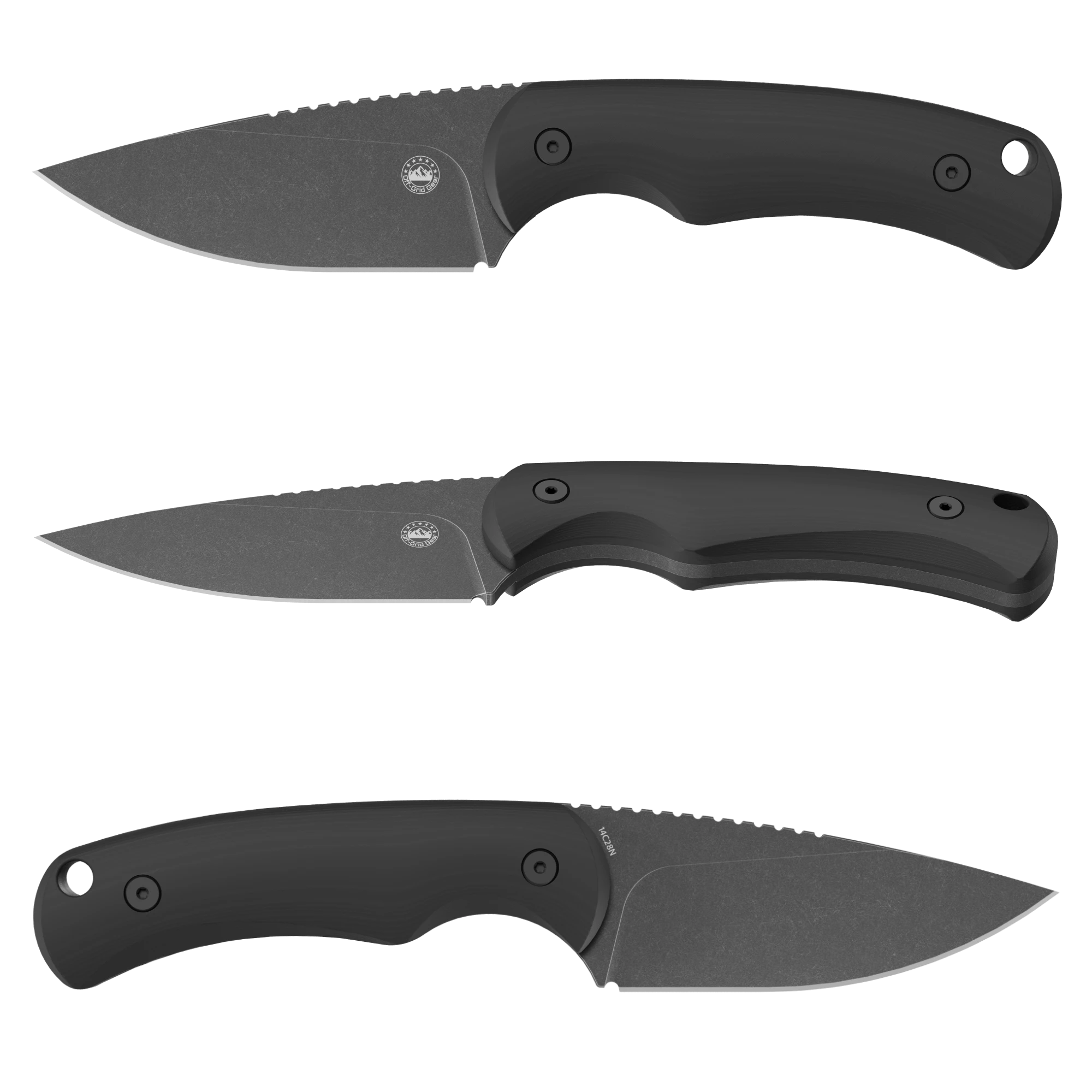 Isoline Nightfall compact fixed blade full profile, CAD render