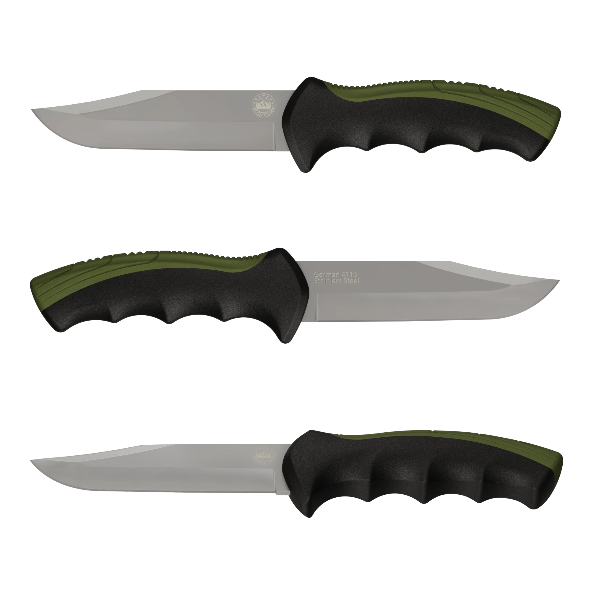 ShoreGuard OD Green Black fixed blade for boating, fishing and camping, CAD render