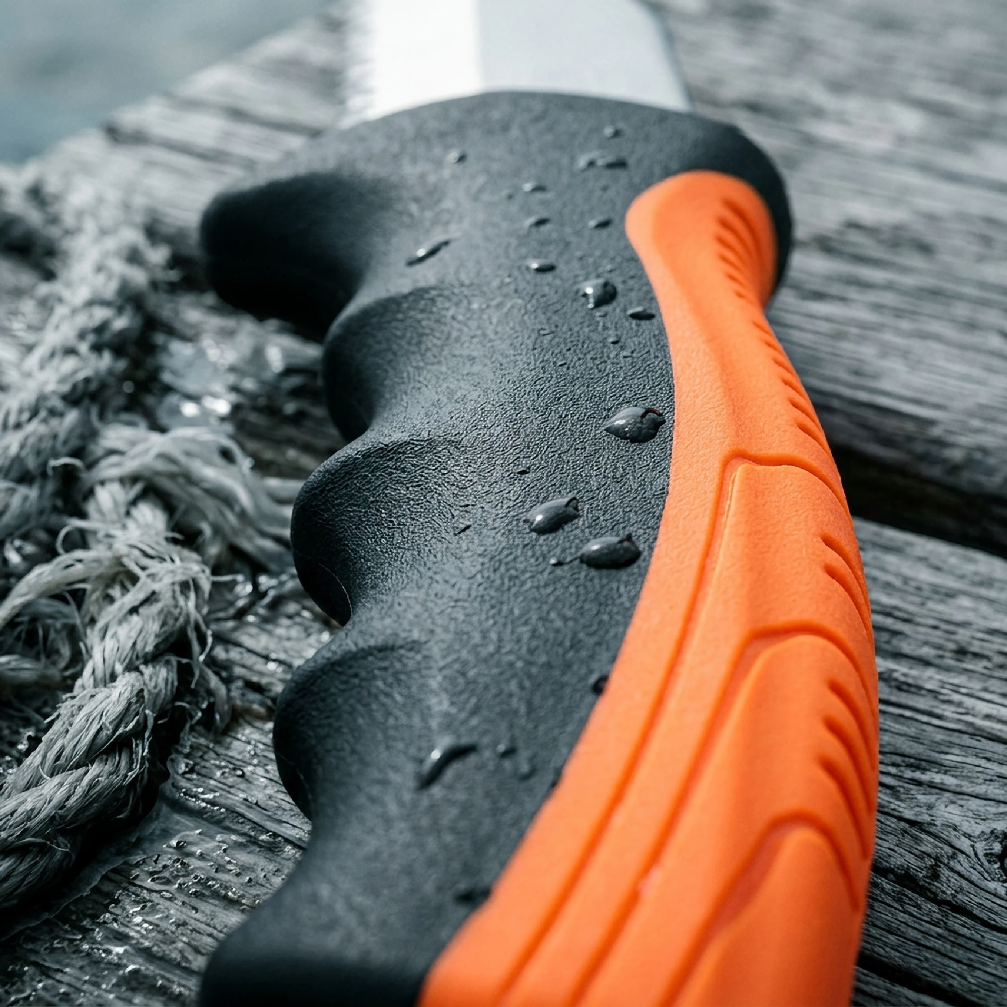 ShoreGuard Orange Black high-visibility handle with finger grooves