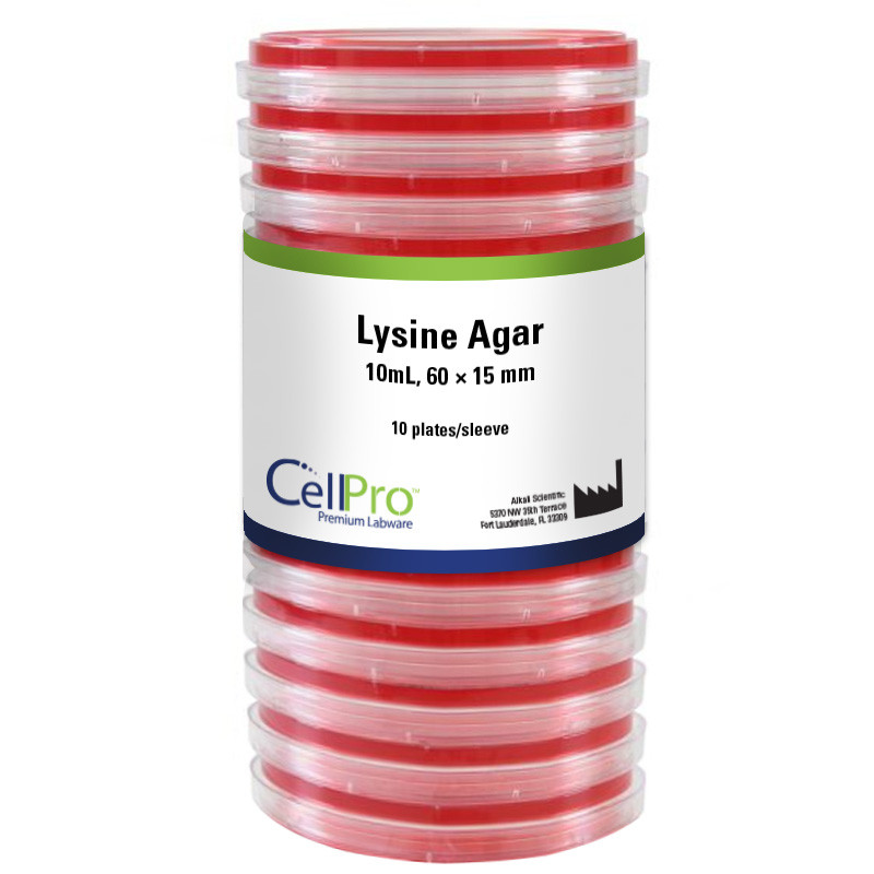 Lysine Agar, 10 mL, 60 × 15 mm Plate, 10/Pk