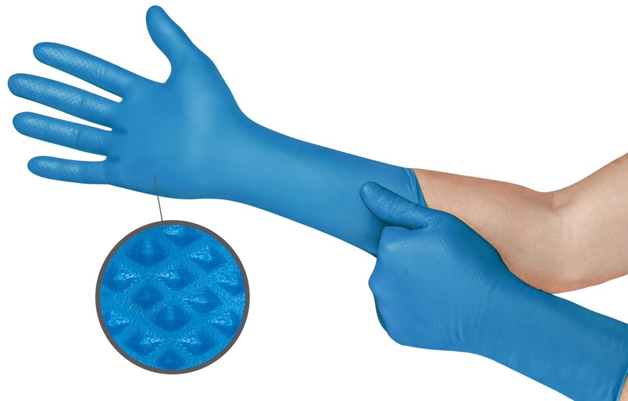 Microflex Mega Texture Nitrile Disposable Gloves - Raised Grip