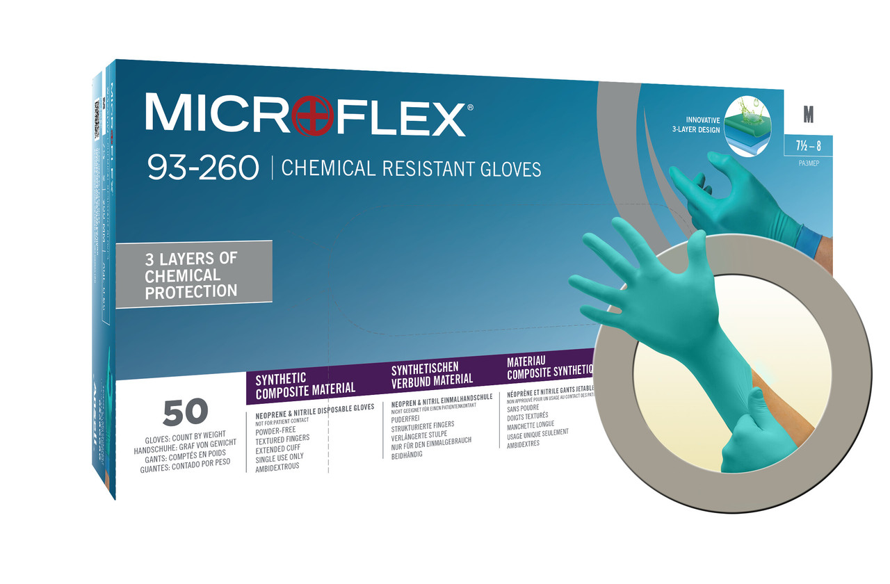 Microflex 93-260 Chemical Resistant Gloves - 500/Case | AlkaliSci