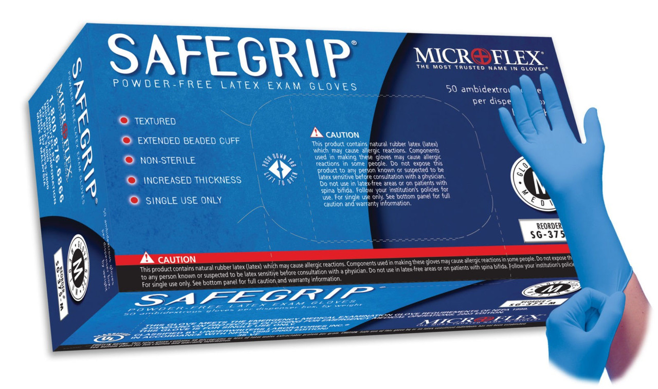 Microflex® SAFEGRIP™ SG-375 Powder Free Latex Gloves