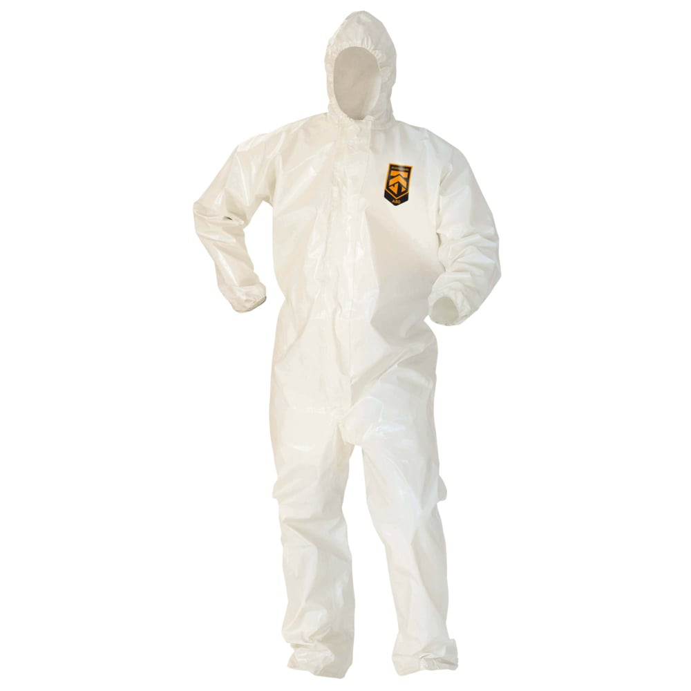 KleenGuard A80 Chemical Protection Coveralls, Large, White, 12/Case