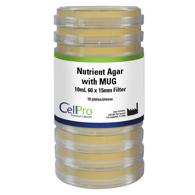 Nutrient Agar with MUG 10mL 60x15mm Filter, 10/Pk