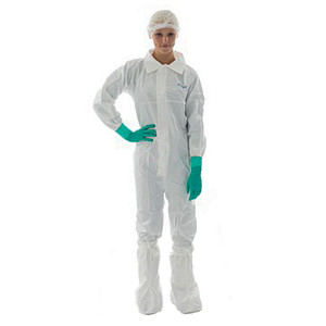 Ansell® BioClean-D™ CleanTough™ BDCCT Coveralls with Collar, Class 10 (ISO 4), White, Non-Sterile, 20/Case