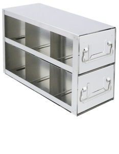 Stainless Steel Freezer Racks with Drawers, 3 x 2 Configuration, 6 Box Capacity, for 3" Boxes