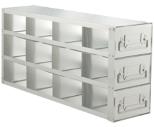 Upright Stainless-Steel Freezer Racks for 3.75″ Cardboard Boxes 4x3 Configuration, 12 Box Capacity