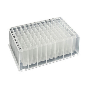 0.5mL 96-Well Deep Well Plate, V Conical Bottom, Square Well, Black Alphanumeric, 5/Pk, 50/CS