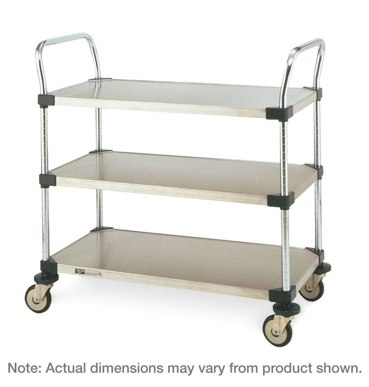Metro™ MW205 MW Series Utility Cart® with 3 Stainless Steel Solid Shelves, 18" x 36" x 38"