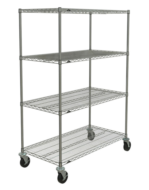Metro™ N366BC Super Erecta® 4-Shelf Industrial Wire Shelving Stem Caster Cart, Chrome, 18" x 60" x 67.875"
